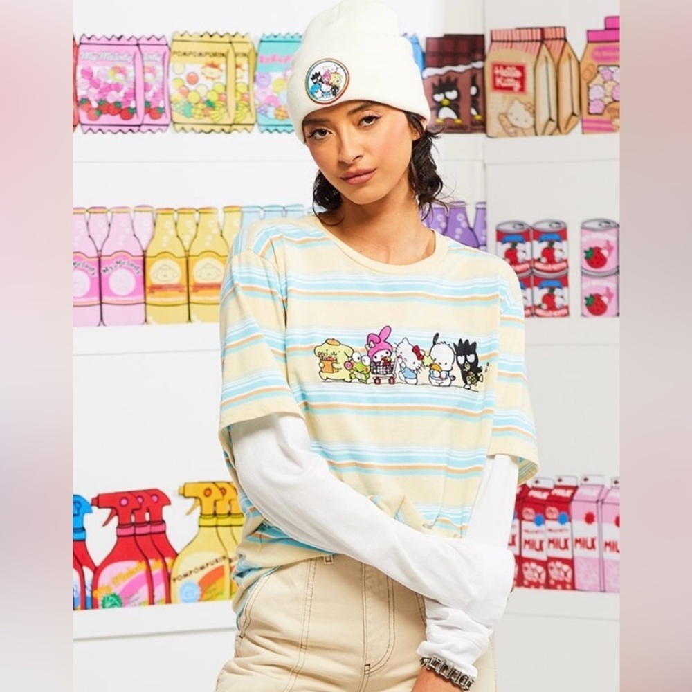 Hello Kitty & Friends Sanrio Kawaii Mart Striped Long Sleeve Tee - Large - Picture 12 of 12